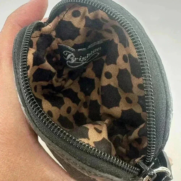 Lot Of 2 Brighton Heart Black & Tan Leather Change Purse Coin Zipper Pouch *READ - Picture 12 of 14